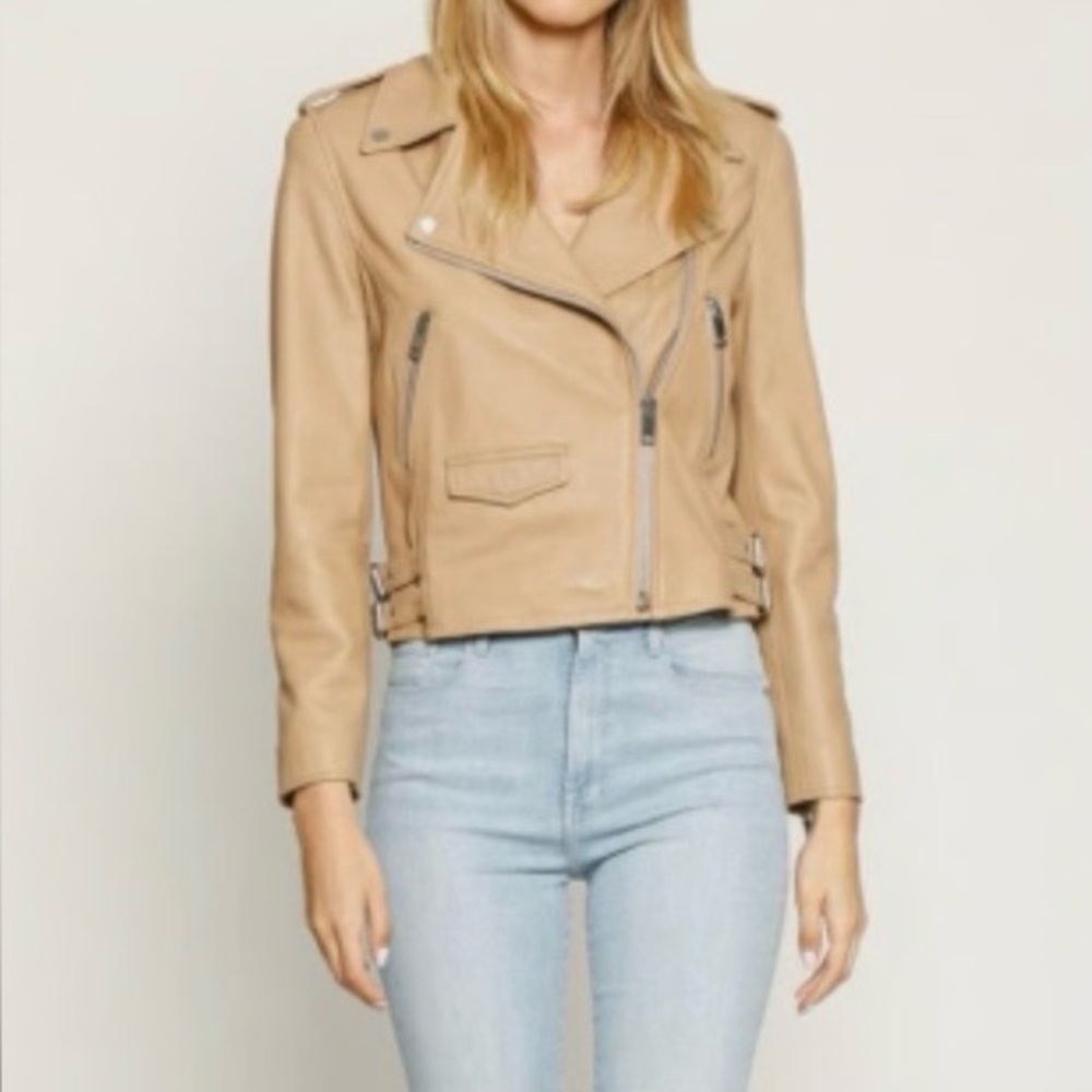 Walter Baker Camel Liz Biker Leather Jacket - Retail $698 new